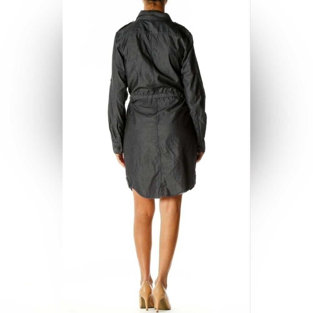 GAP Charcoal Shirt Dress Button Down Tie Waist XS - Picture 3 of 12